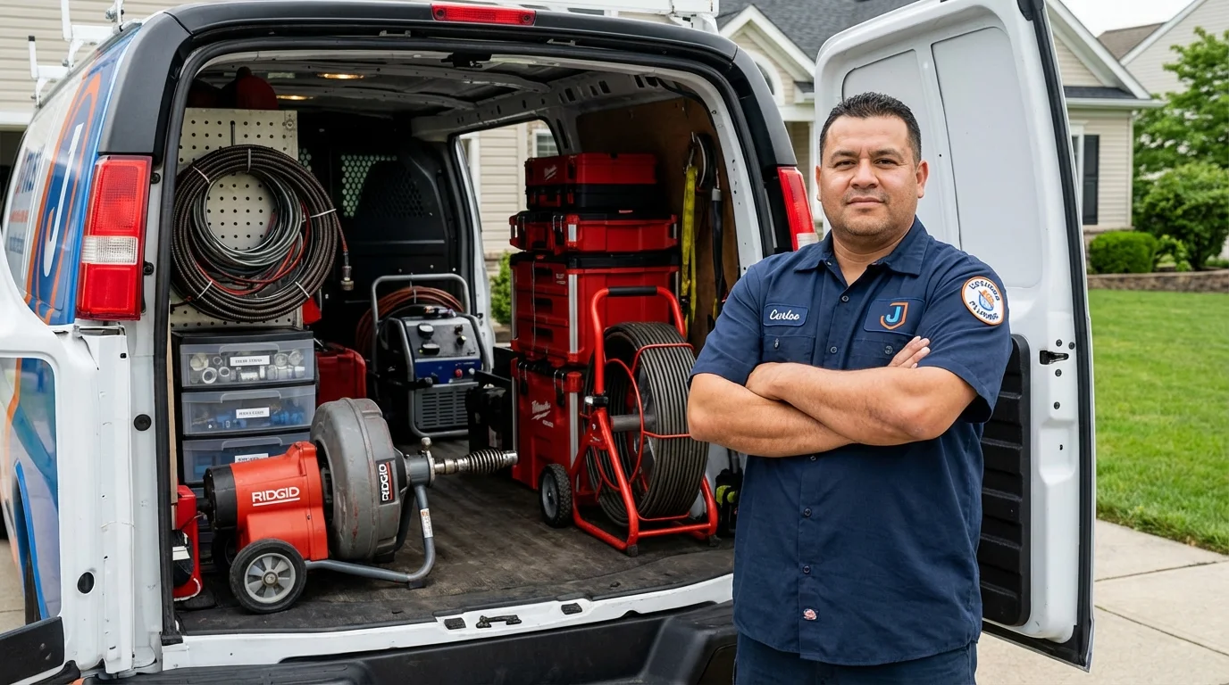 Professional drain cleaning equipment and Johns Plumbing LLC plumber in Green Bay