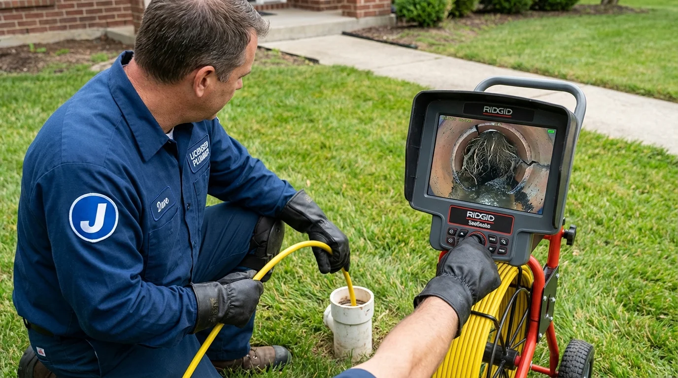 Sewer camera inspection being performed by Johns Plumbing LLC in Green Bay